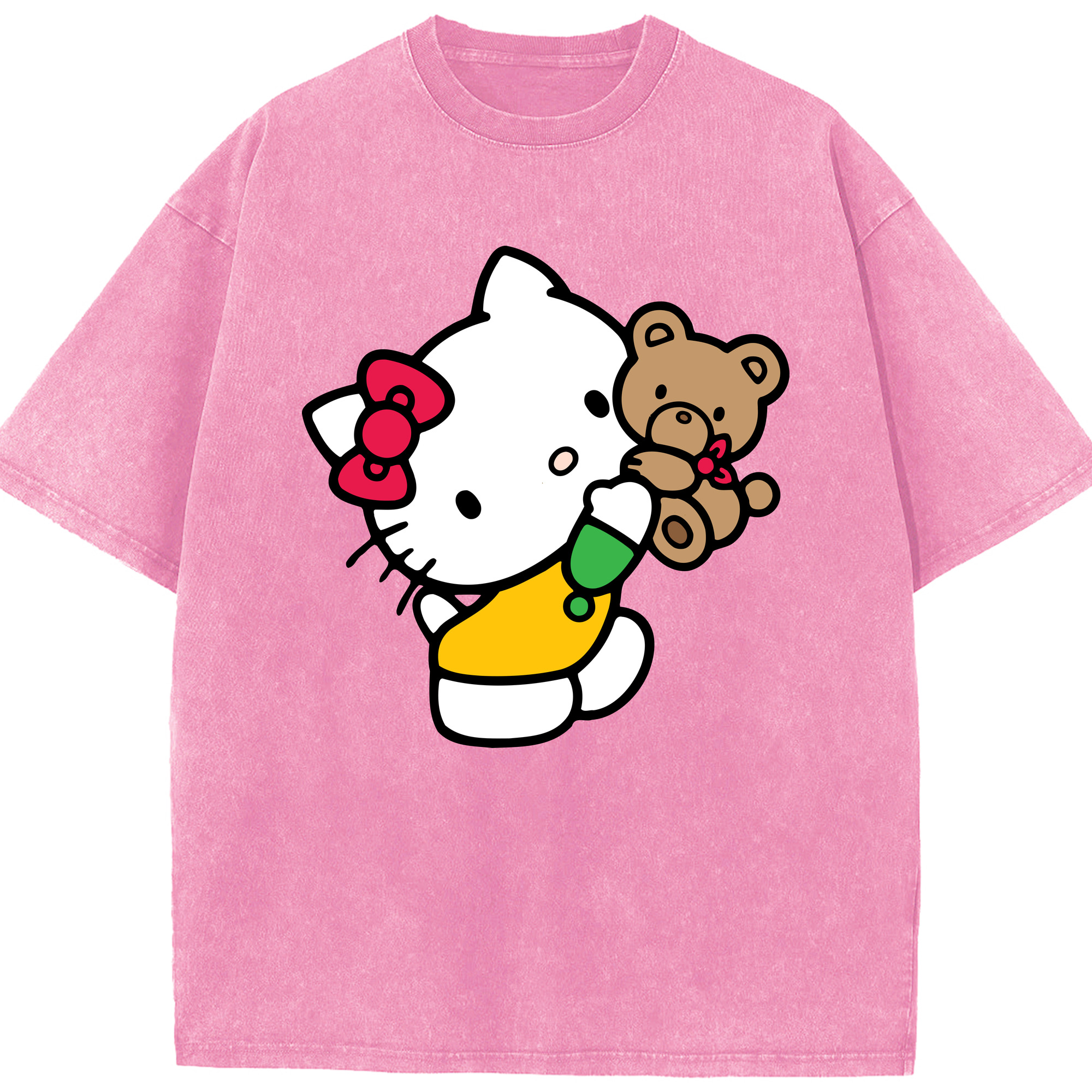 （画像用） Hello Kitty ハローキティ 綿100% ヴィンテージ風 半袖Tシャツ（フロントプリント）